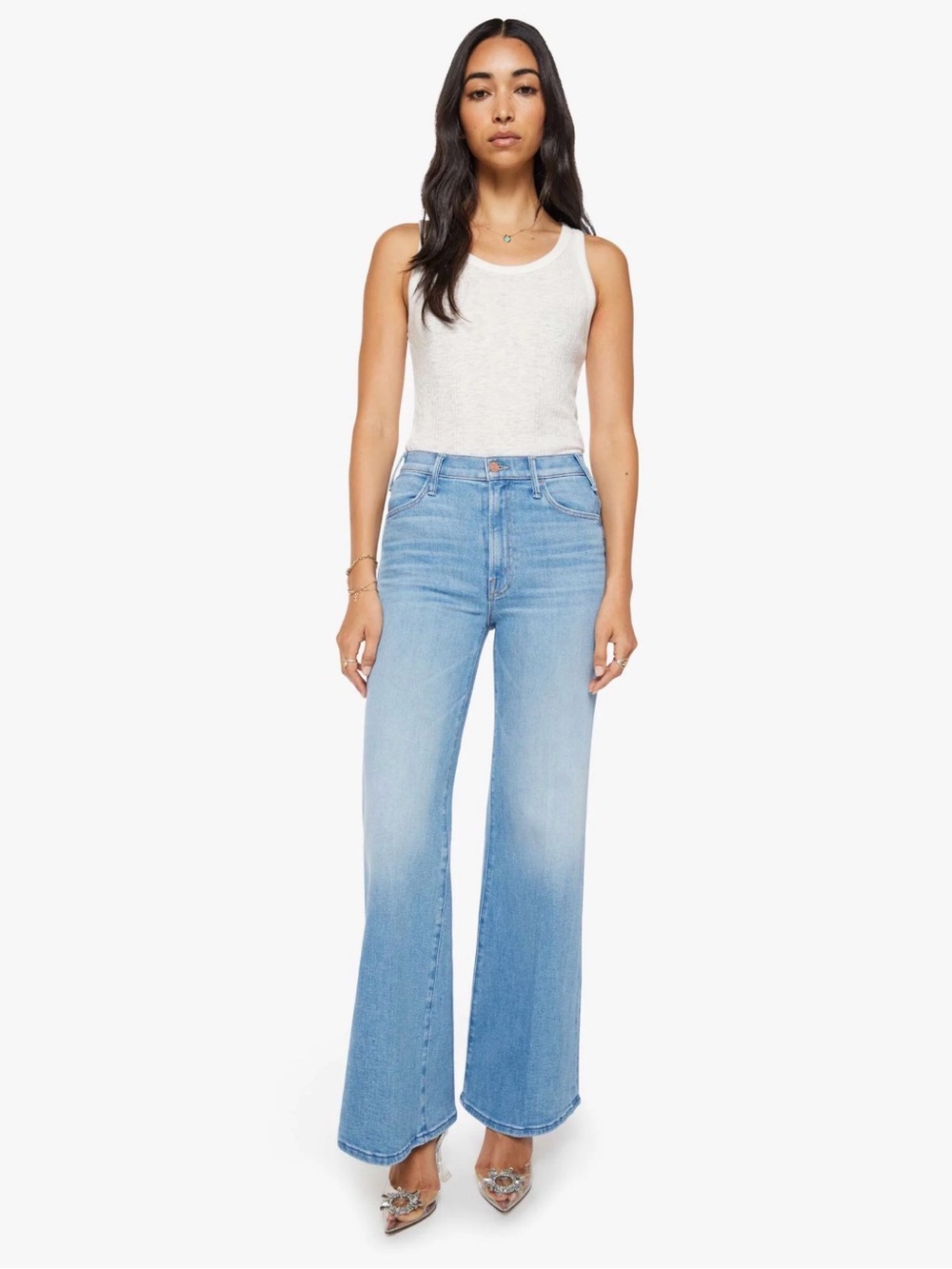 MOTHER The Hustler Roller Sneak Room Service Wide Leg Flare Jeans Size 31